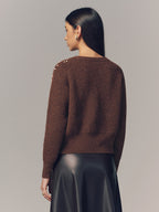 Pearl Embellished Wool Blend Cardigan