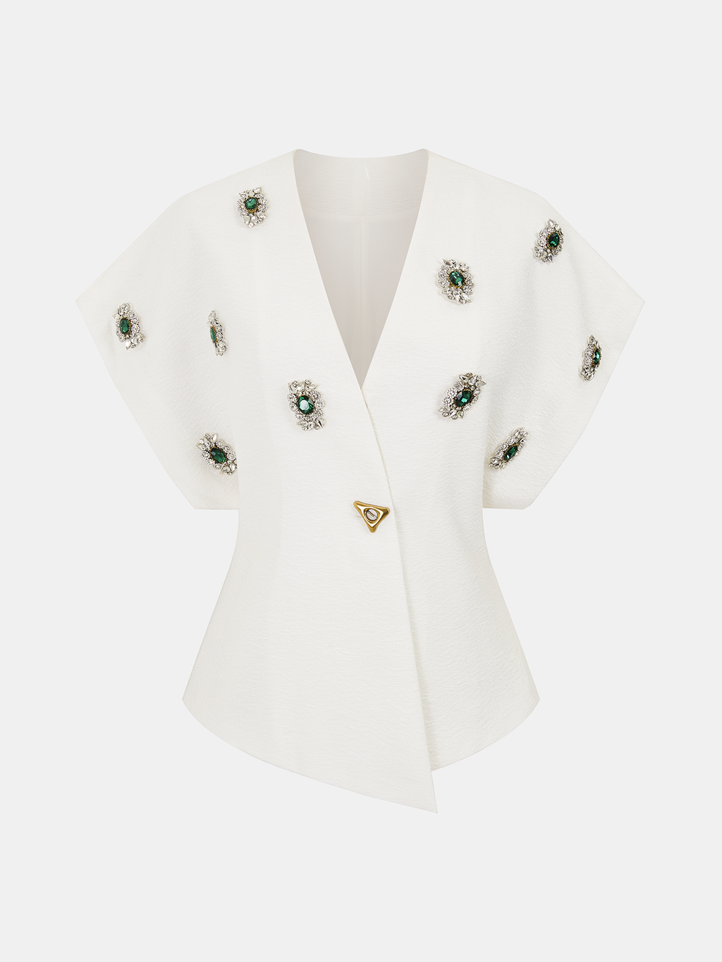 Jeweled Short Sleeve V-Neck Top