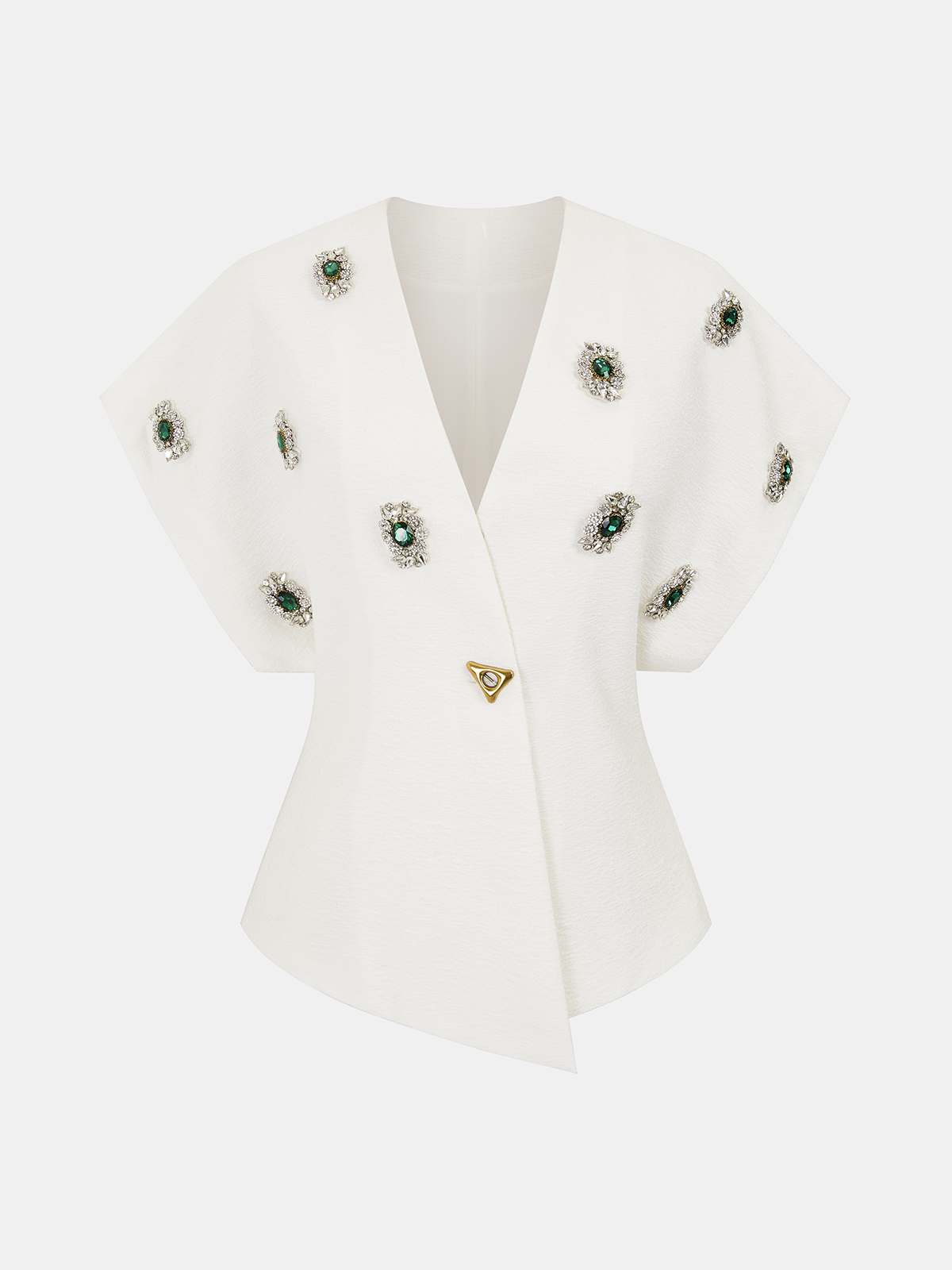 Jeweled Short Sleeve V-Neck Top