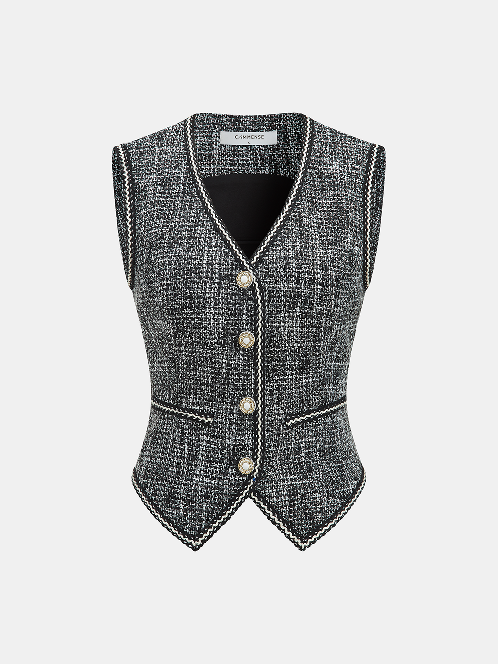 Tweed V-Neck Sleeveless Vest