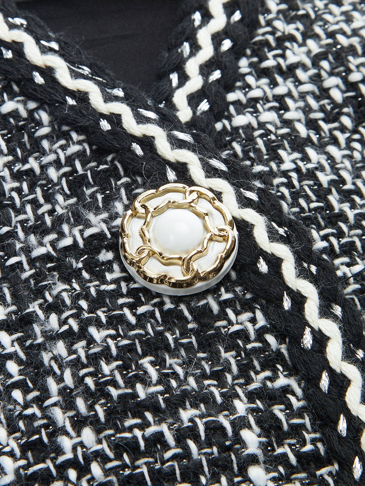 Tweed V-Neck Sleeveless Vest