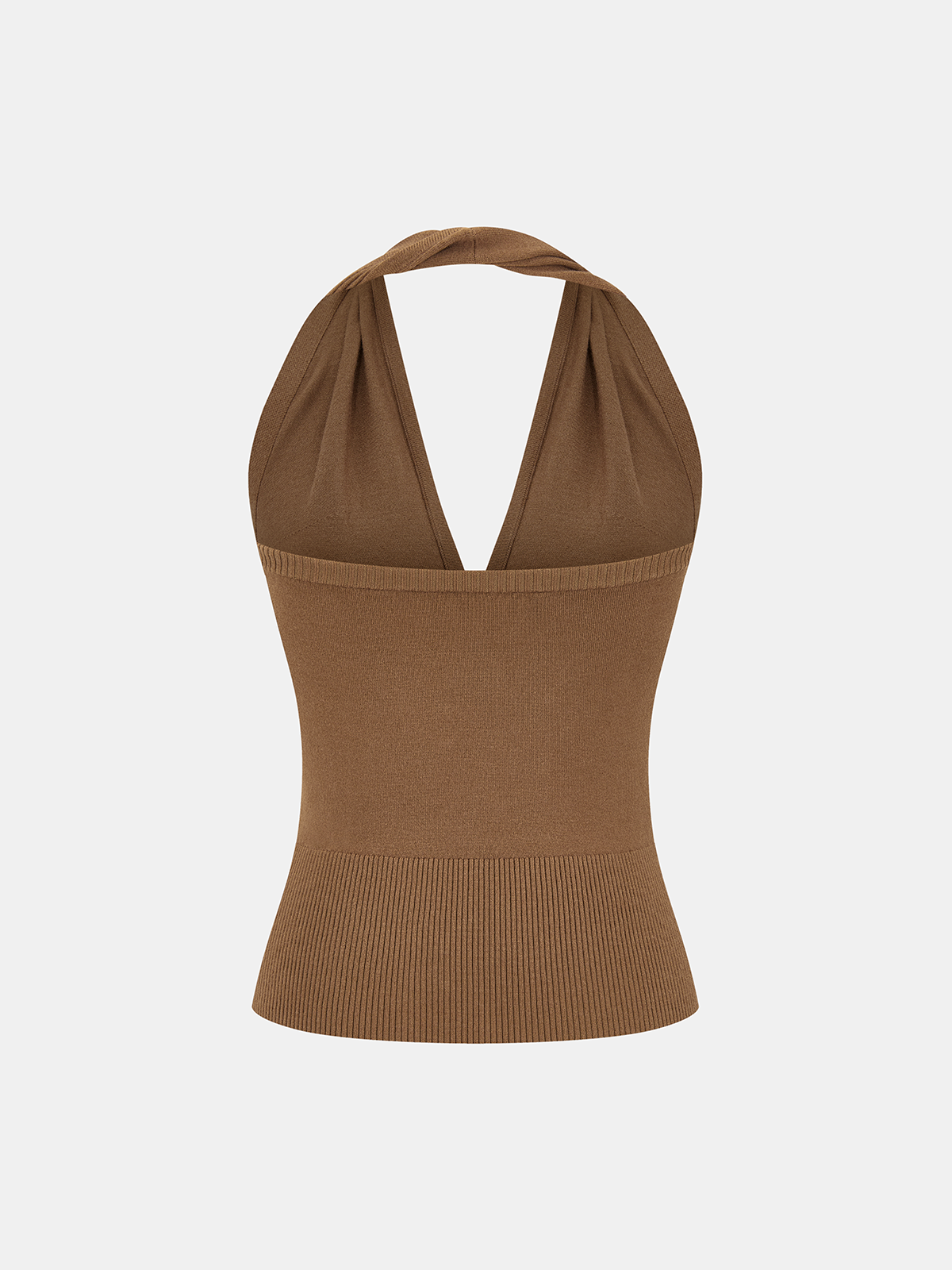 Metal Detail Halter Backless Knit Top