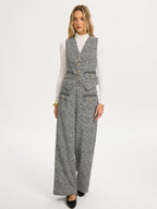 Metal Button Tweed Vest