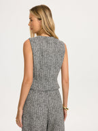 Metal Button Tweed Vest