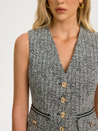 Metal Button Tweed Vest