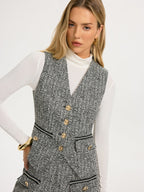 Metal Button Tweed Vest