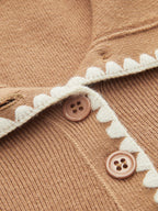 Contrast Scalloped Trim Knit Polo Top