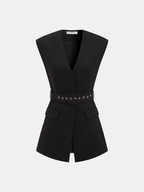 Sleeveless Belted Blazer Vest