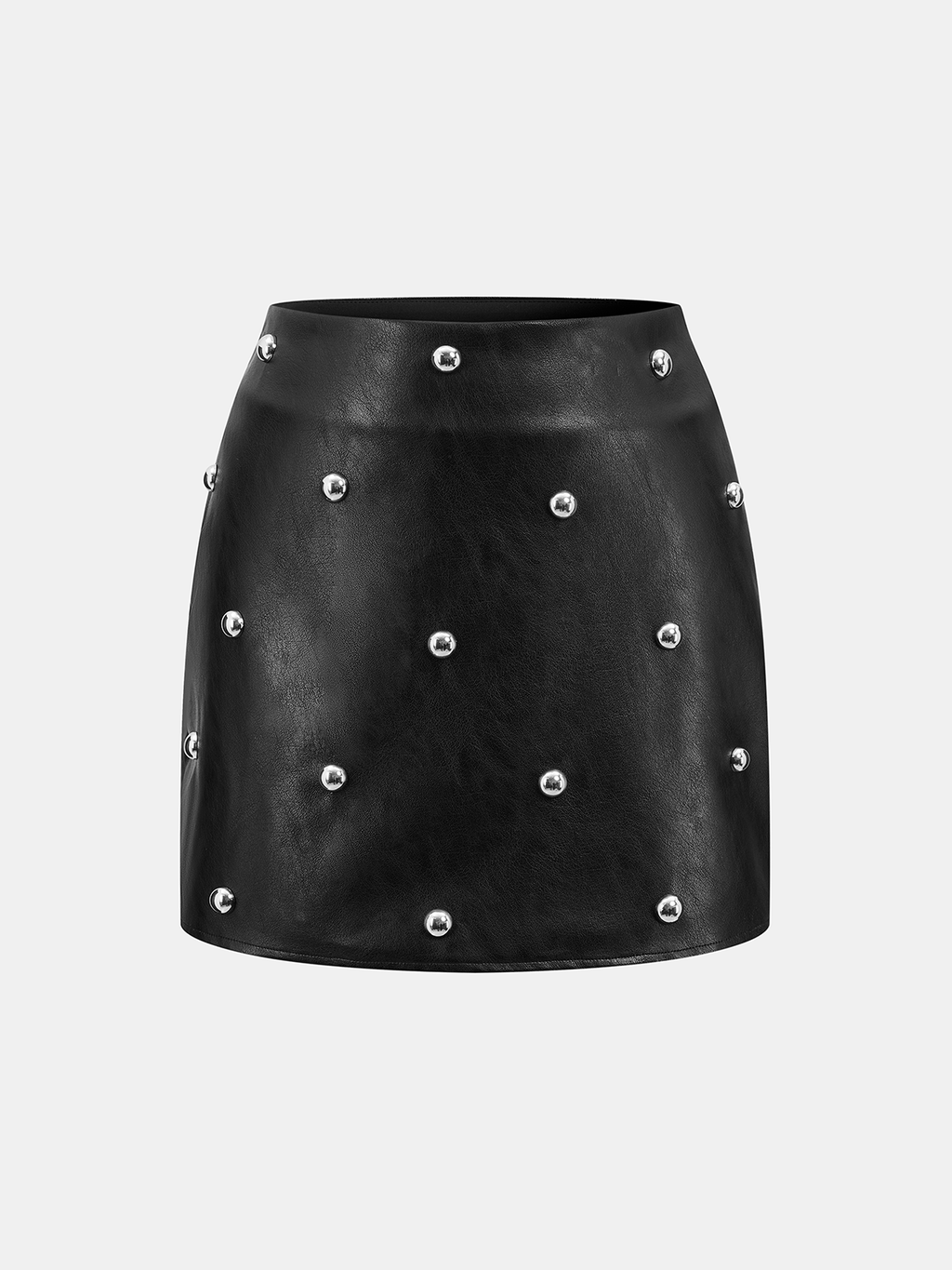 Stud Detail Faux Leather Mini Skirt