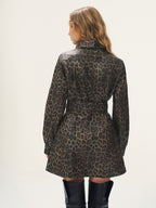 Belted Leopard Print Shirt Dress