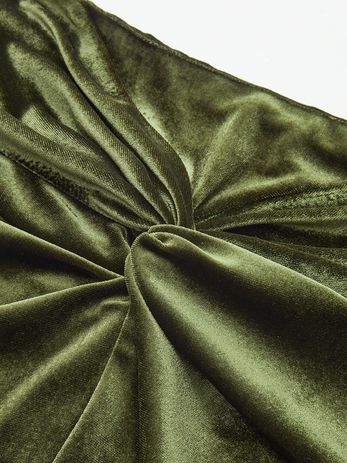 Velvet Knot-Front Midi Skirt