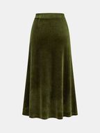 Velvet Knot-Front Midi Skirt