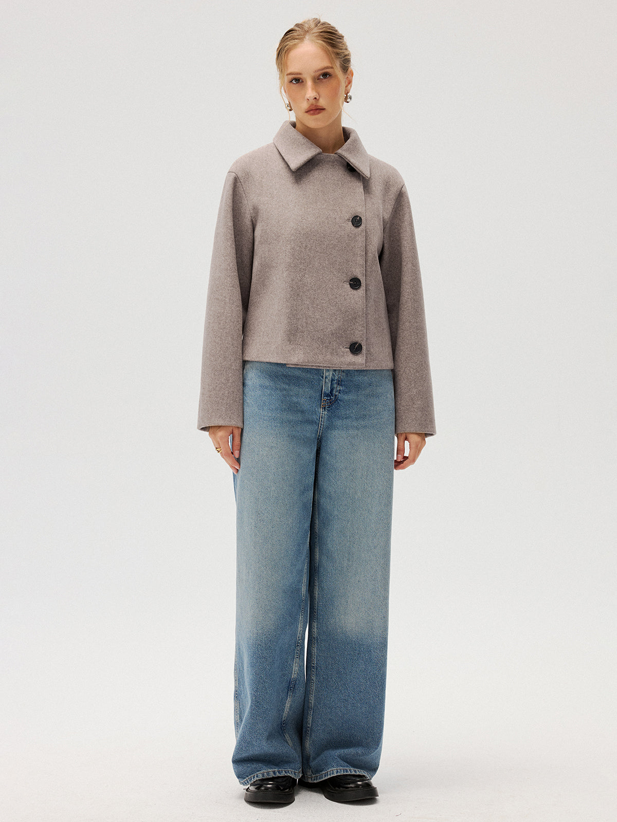 Wool Blend Collared Coat