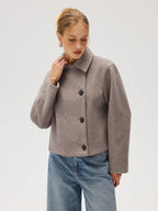 Wool Blend Collared Coat