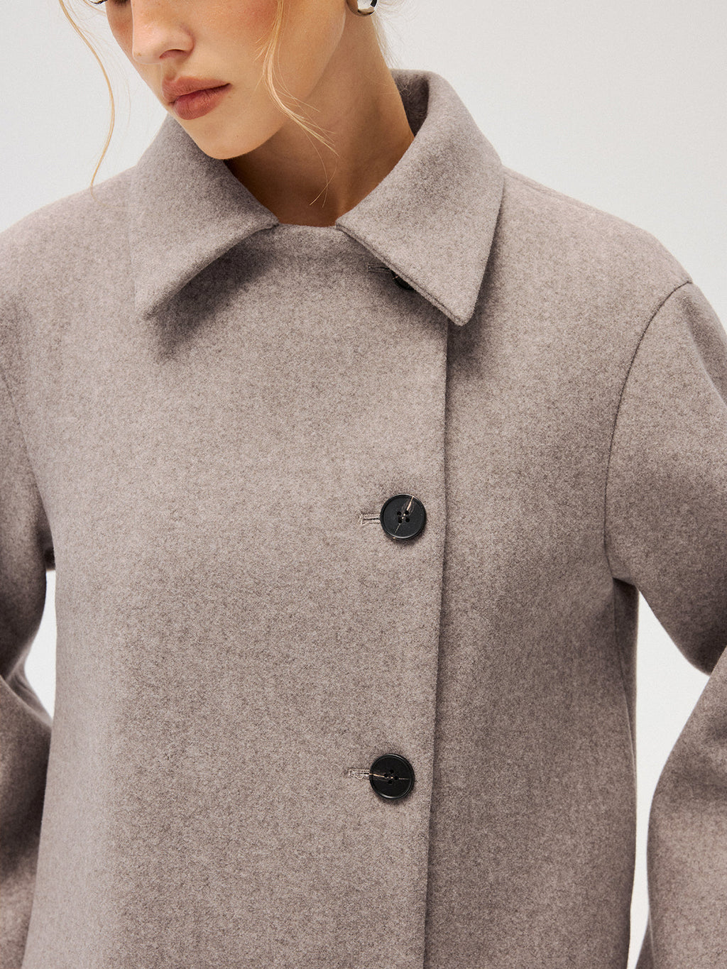 Wool Blend Collared Coat