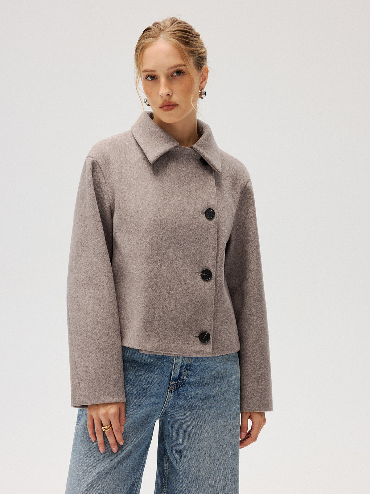 Wool Blend Collared Coat