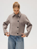 Wool Blend Collared Coat