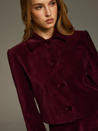 Velvet Button-Front Jacket