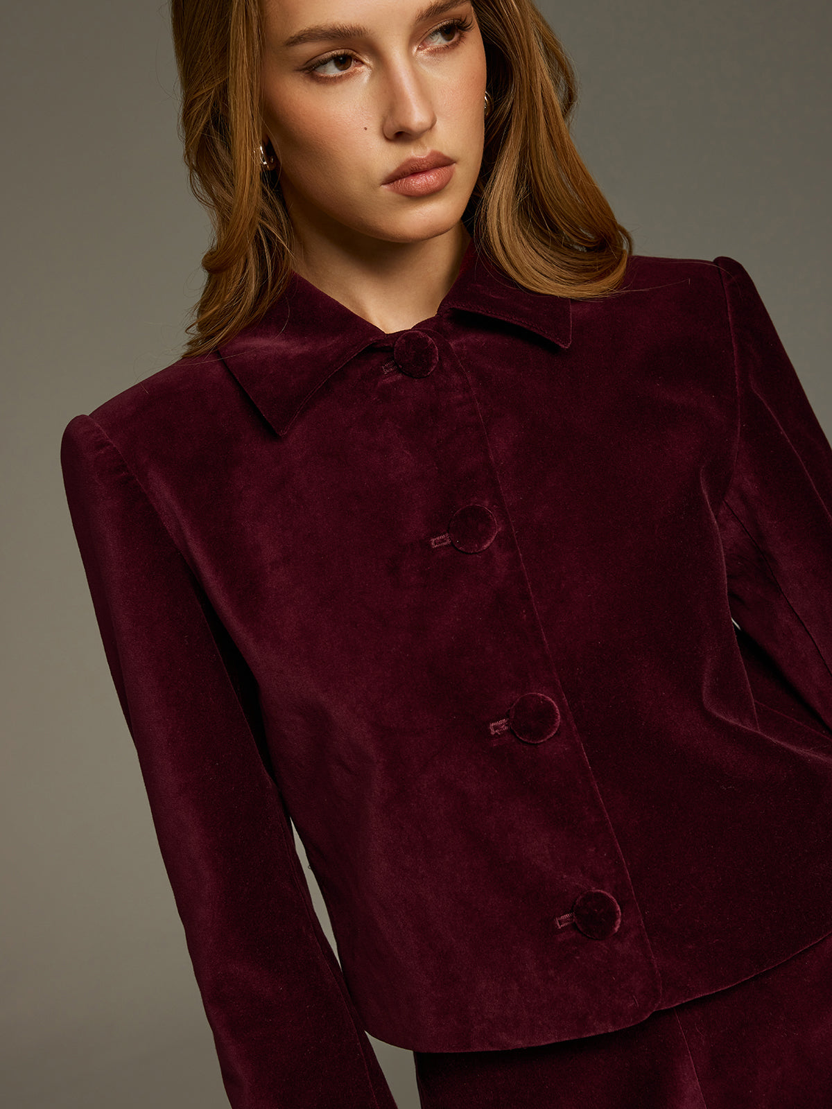Velvet Button-Front Jacket