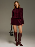 Velvet Button-Front Jacket