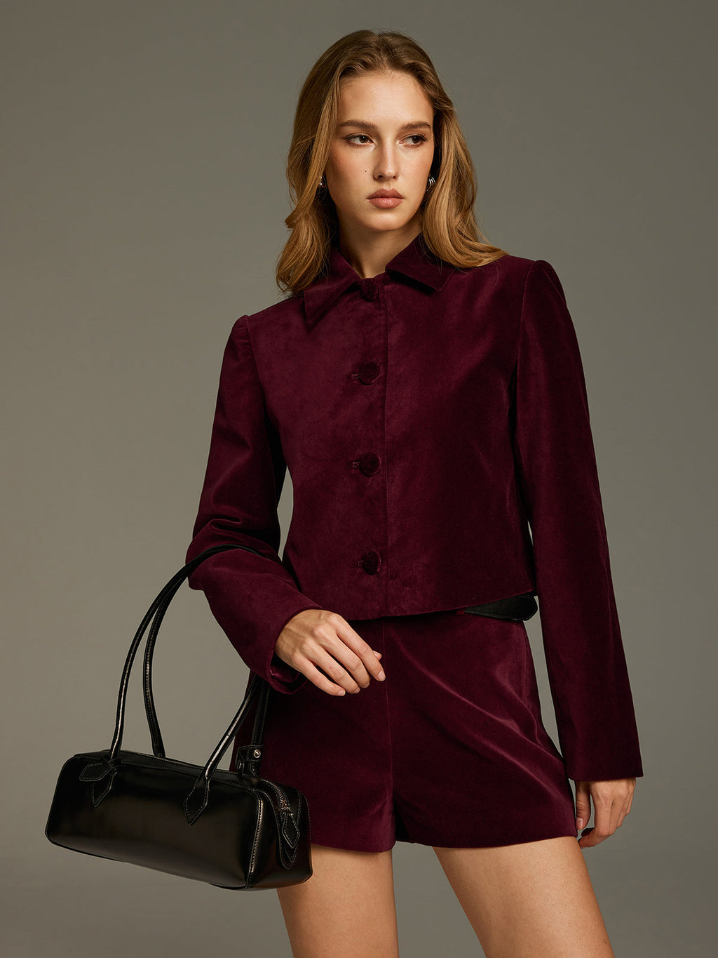 Velvet Button-Front Jacket