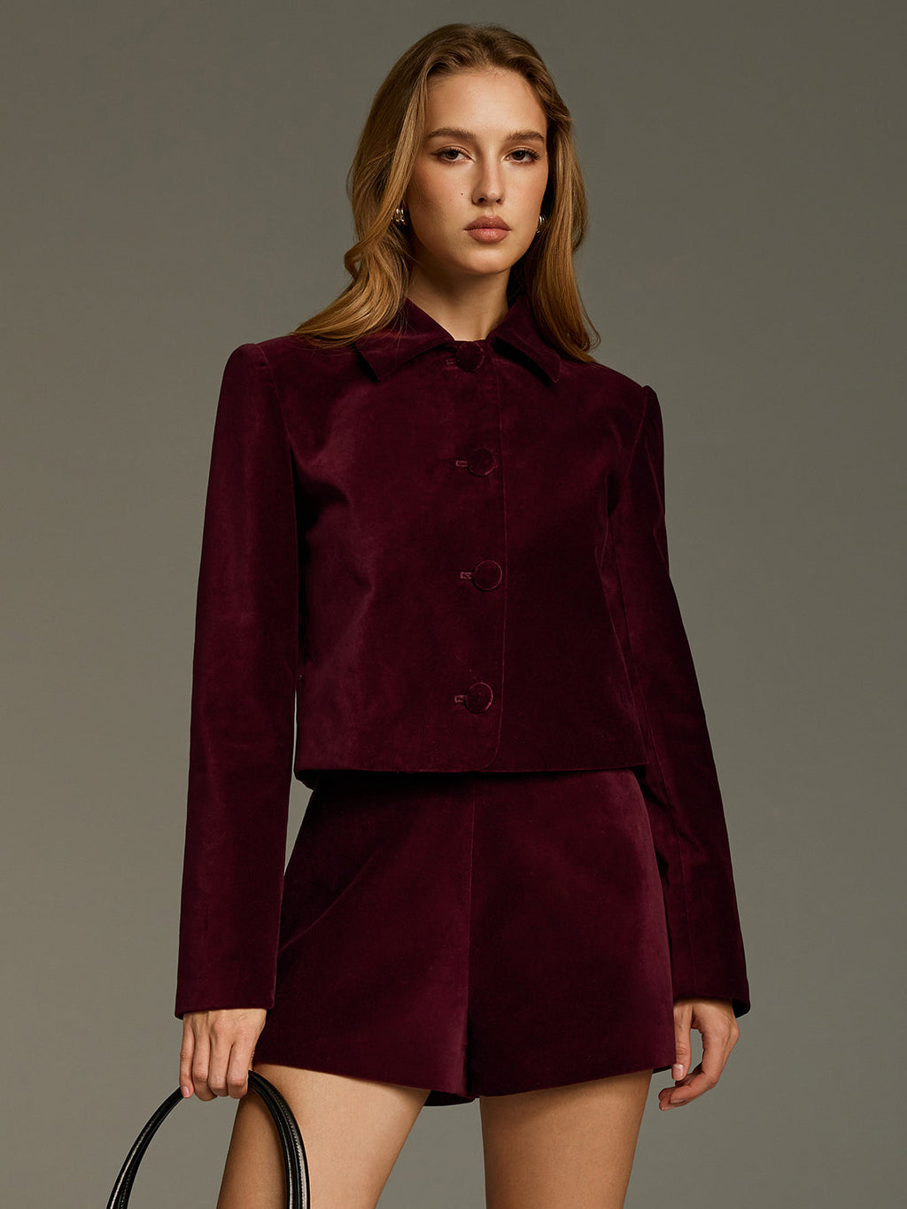 Velvet Button-Front Jacket