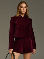 Velvet Button-Front Jacket
