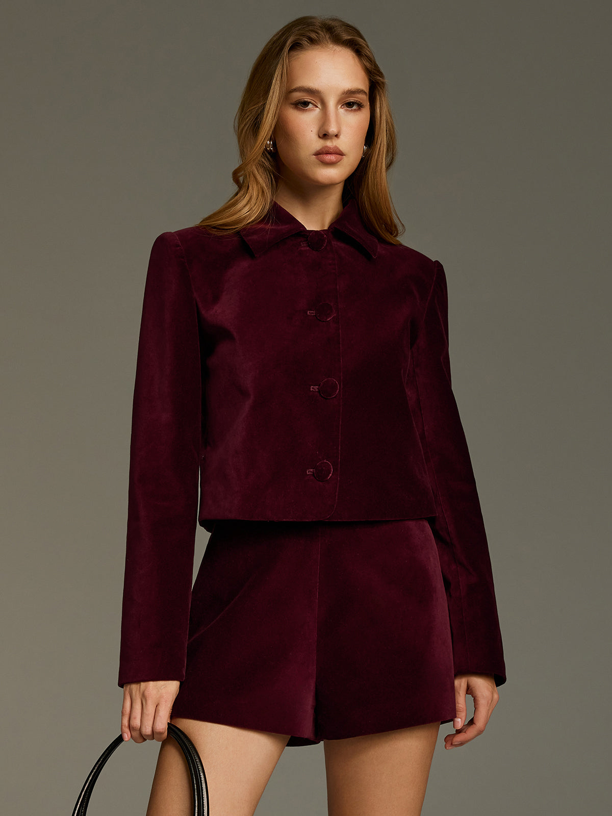 Velvet Button-Front Jacket