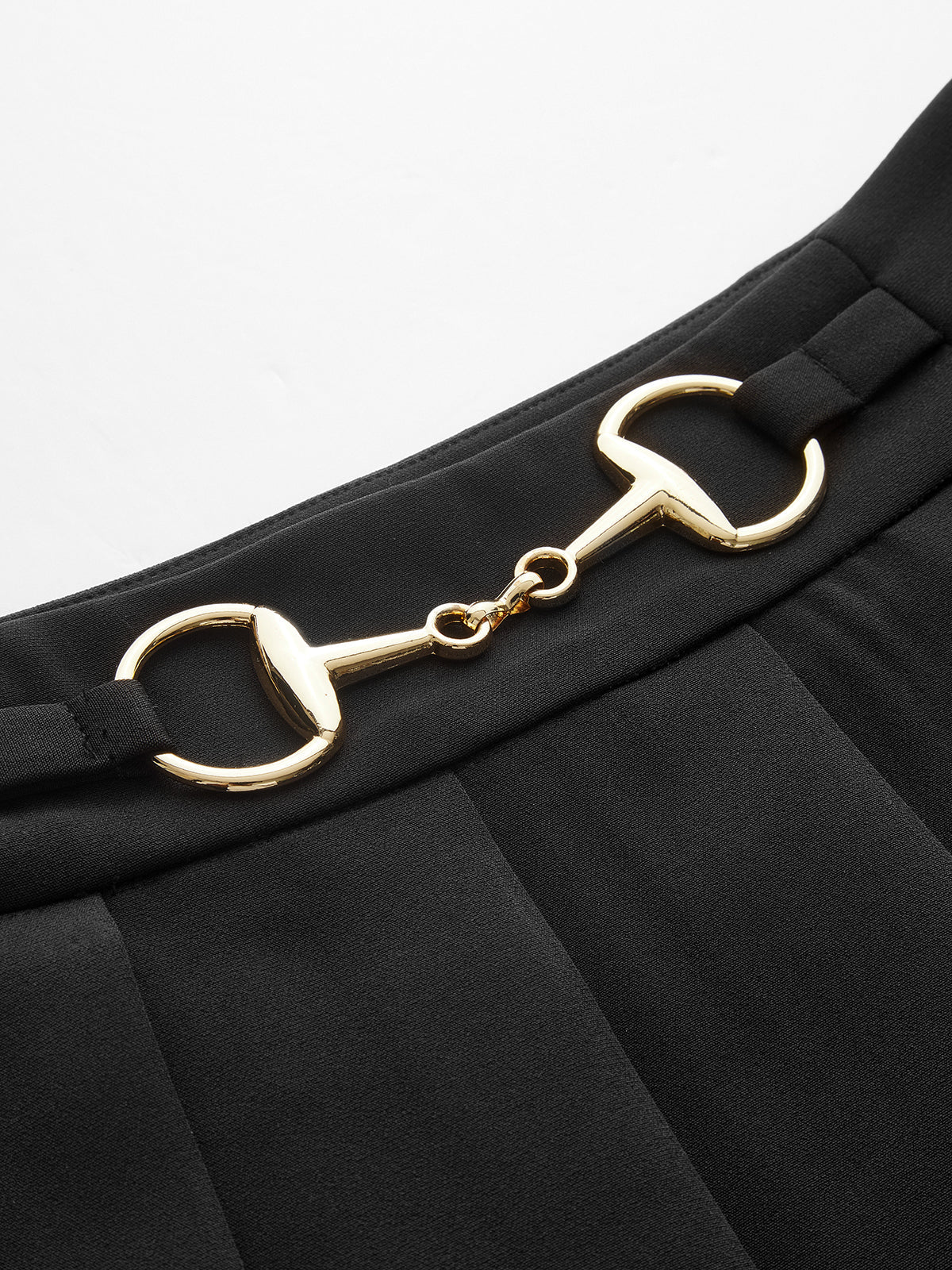 Horsebit Pleated Mini Skirt