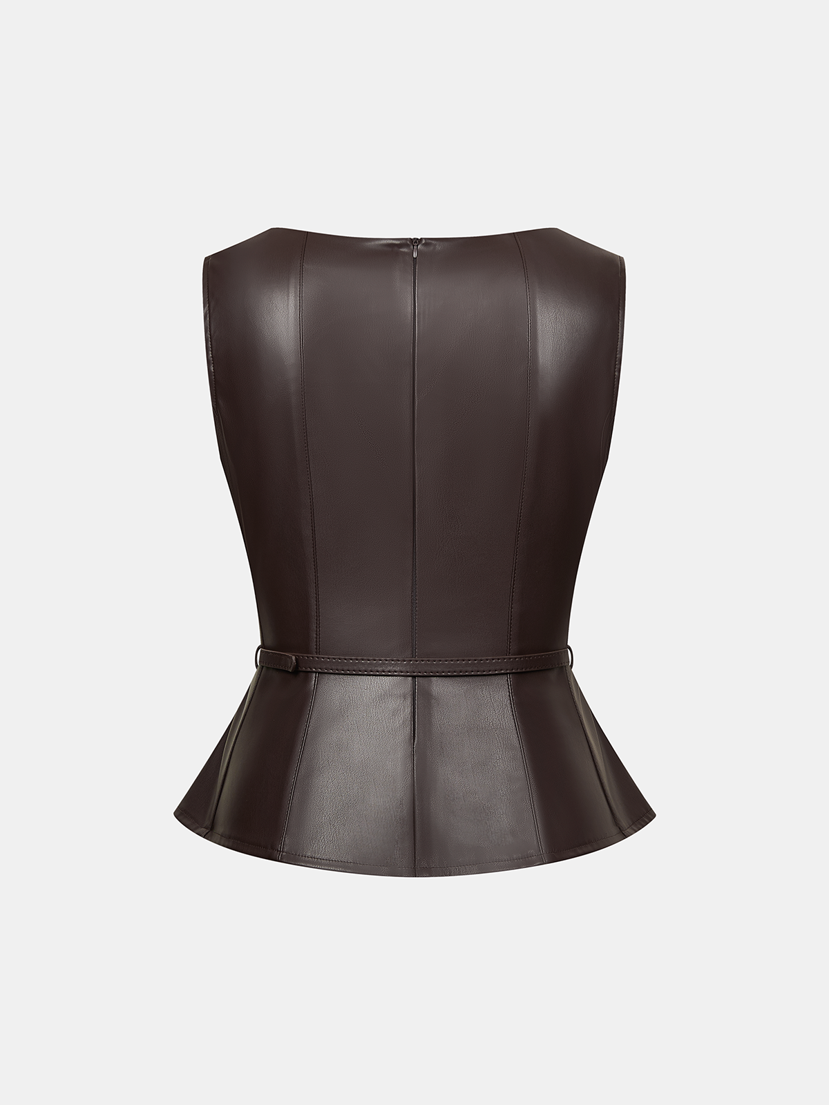 Belted Faux Leather Top