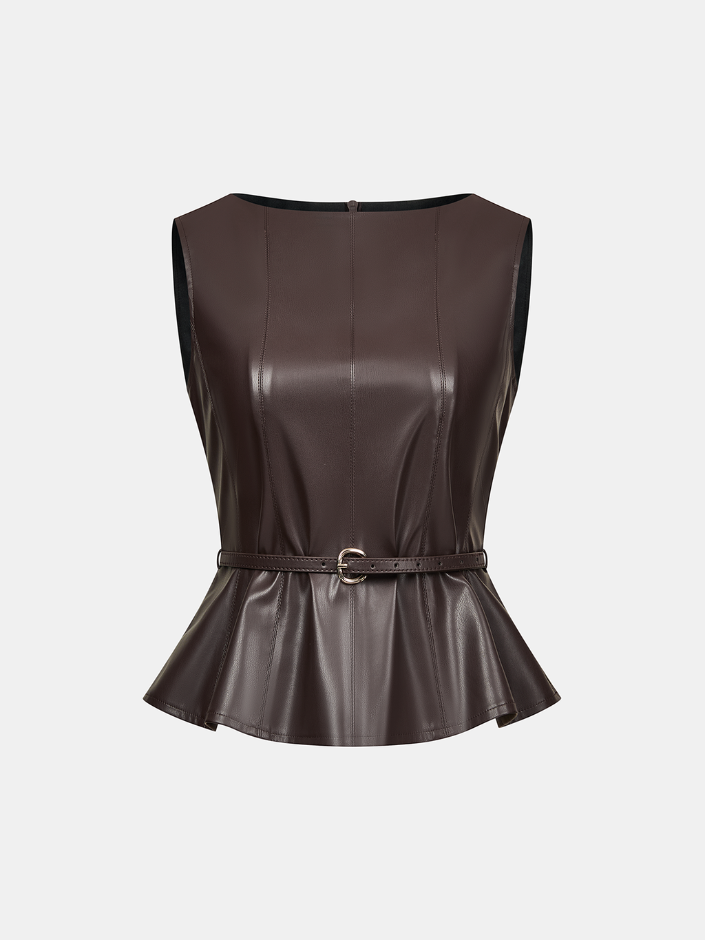 Belted Faux Leather Top