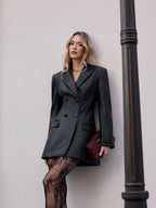 Double-Breasted Faux Leather Blazer