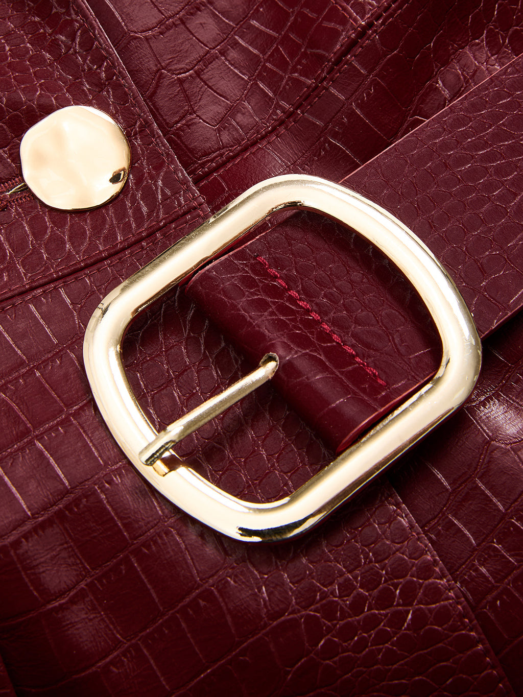 Belted Crocodile-Embossed Blazer