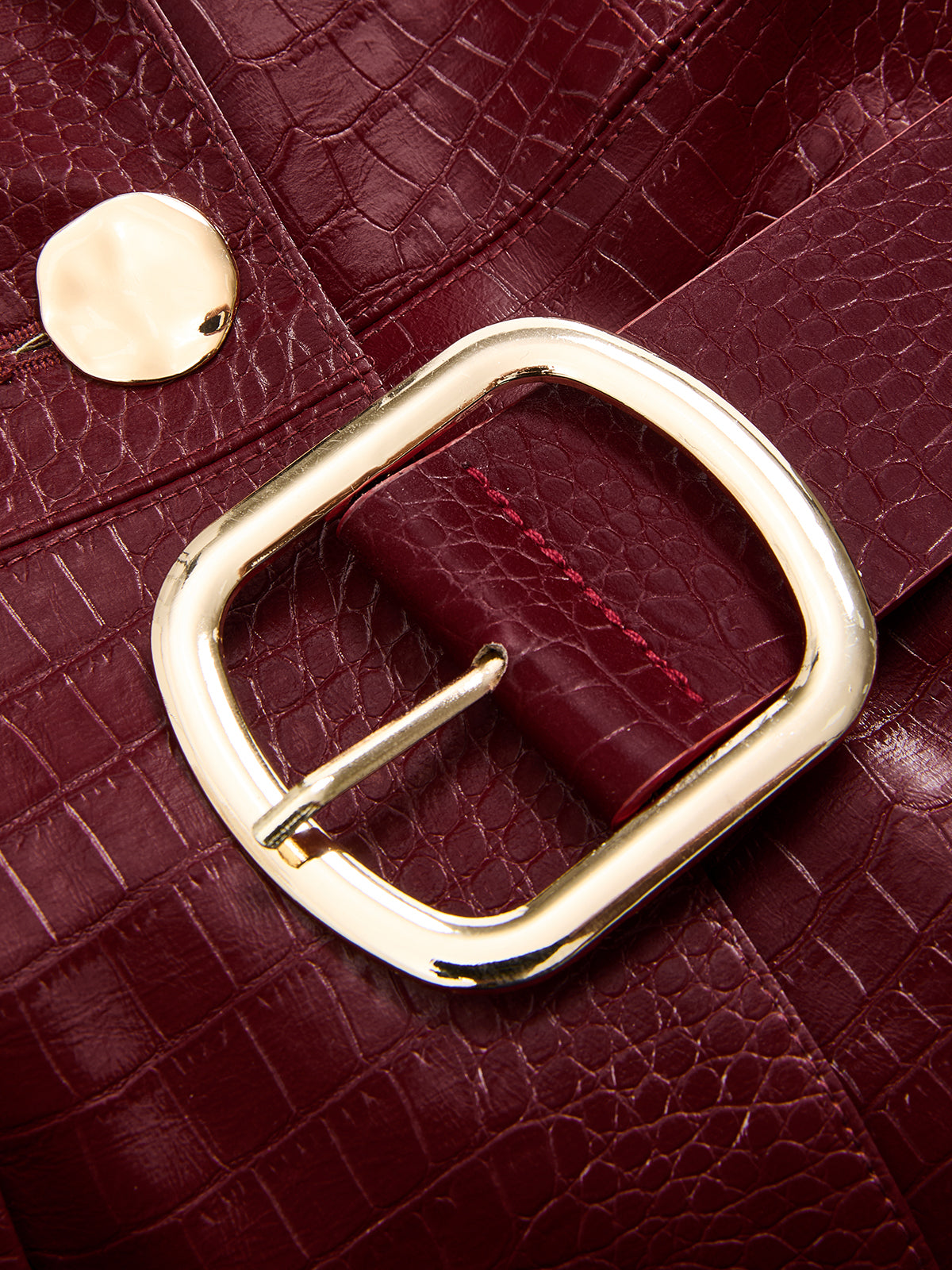 Belted Crocodile-Embossed Blazer