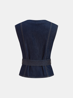 Denim Belted Sleeveless Vest