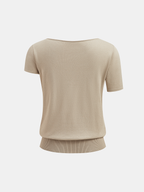Asymmetric Short-Sleeve Knit Top