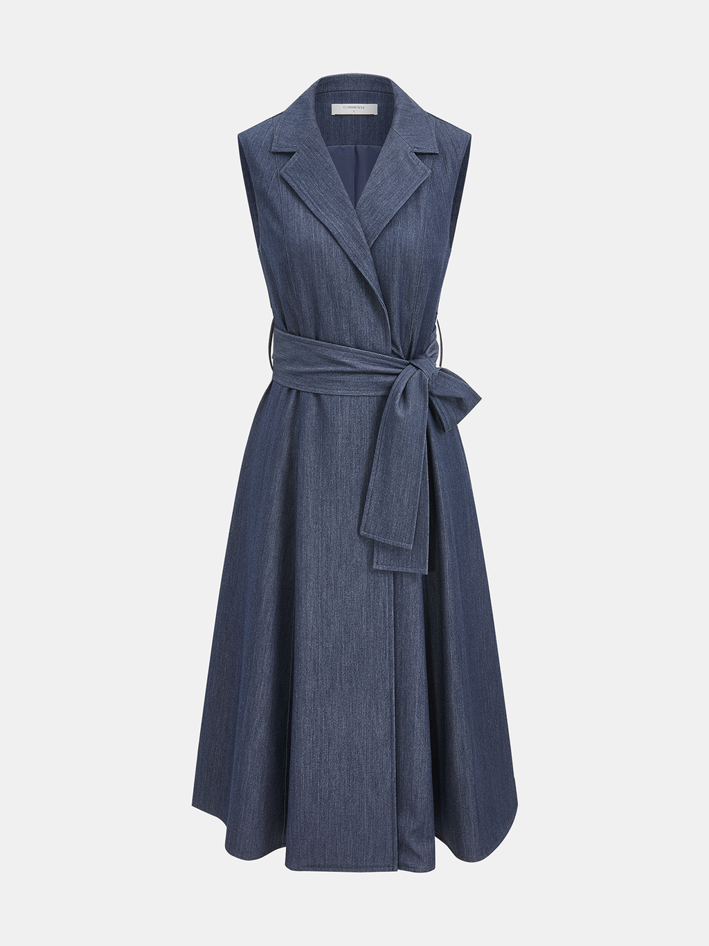 Sleeveless Collared Belted Midi Dress