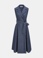 Sleeveless Collared Belted Midi Dress