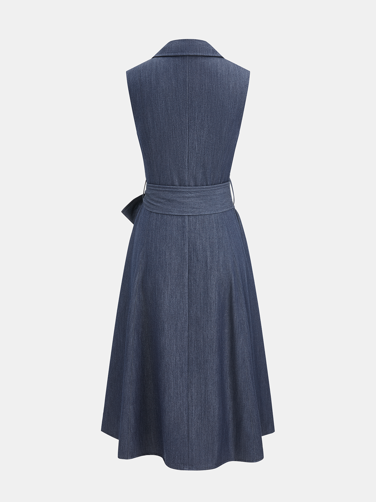 Sleeveless Collared Belted Midi Dress
