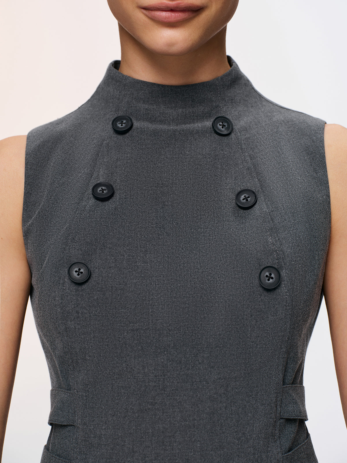 Button Detail Sleeveless Peplum Vest