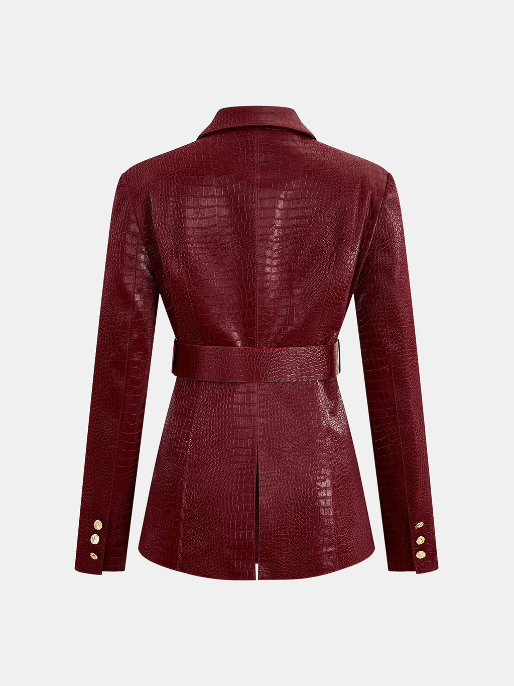Belted Crocodile-Embossed Blazer