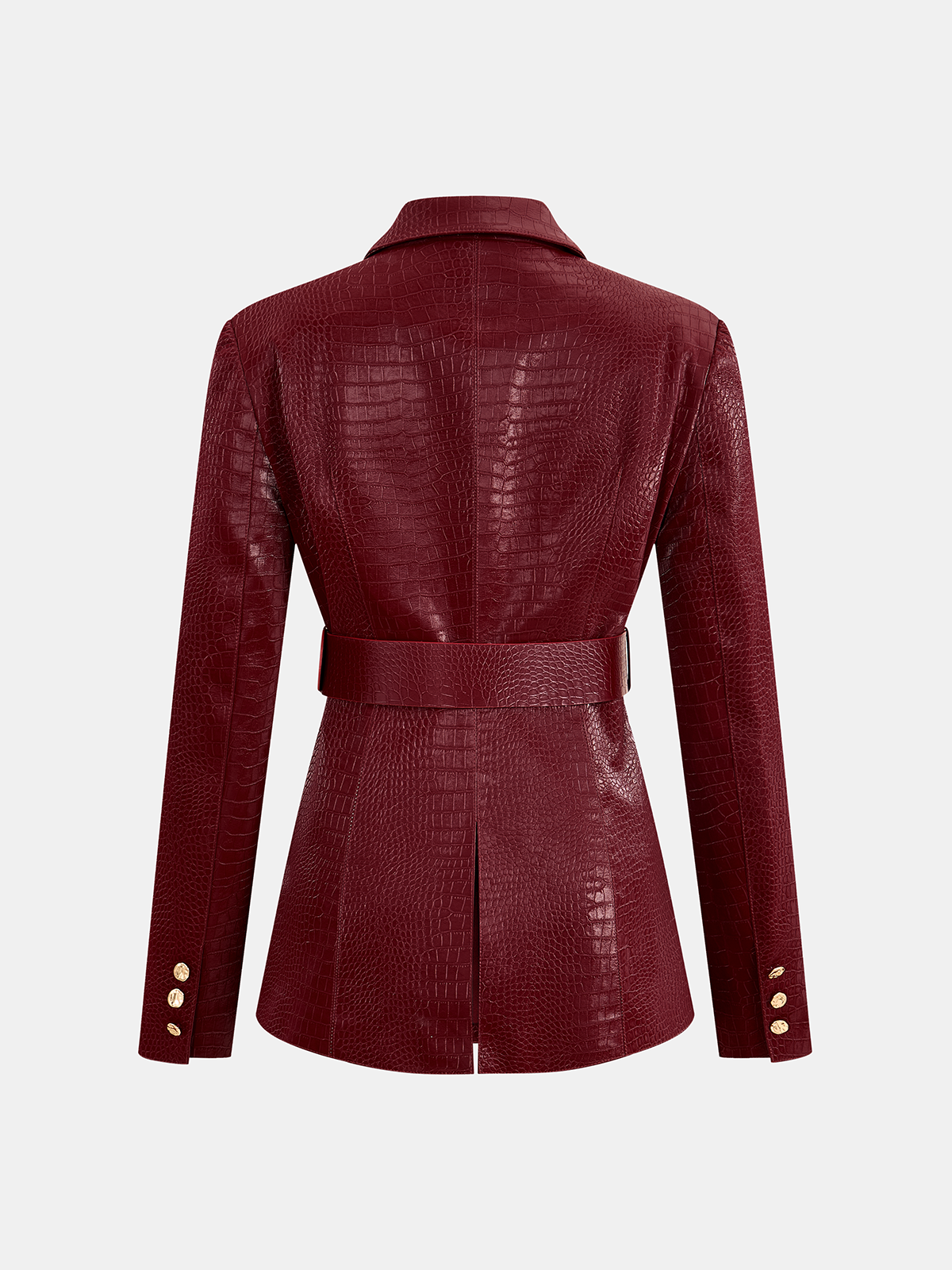 Belted Crocodile-Embossed Blazer