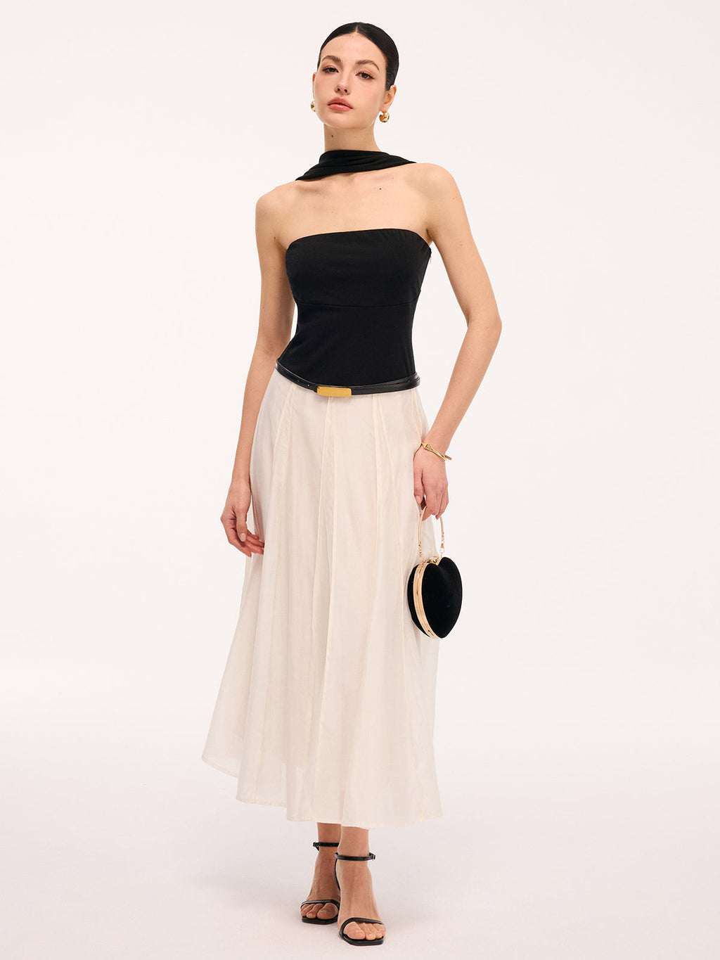 Paneled Design Color-Block Halter Backless Maxi Dress