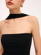 Paneled Design Color-Block Halter Backless Maxi Dress
