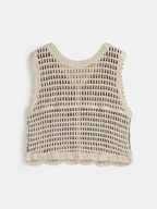 Floral Crochet V-Neck Vest