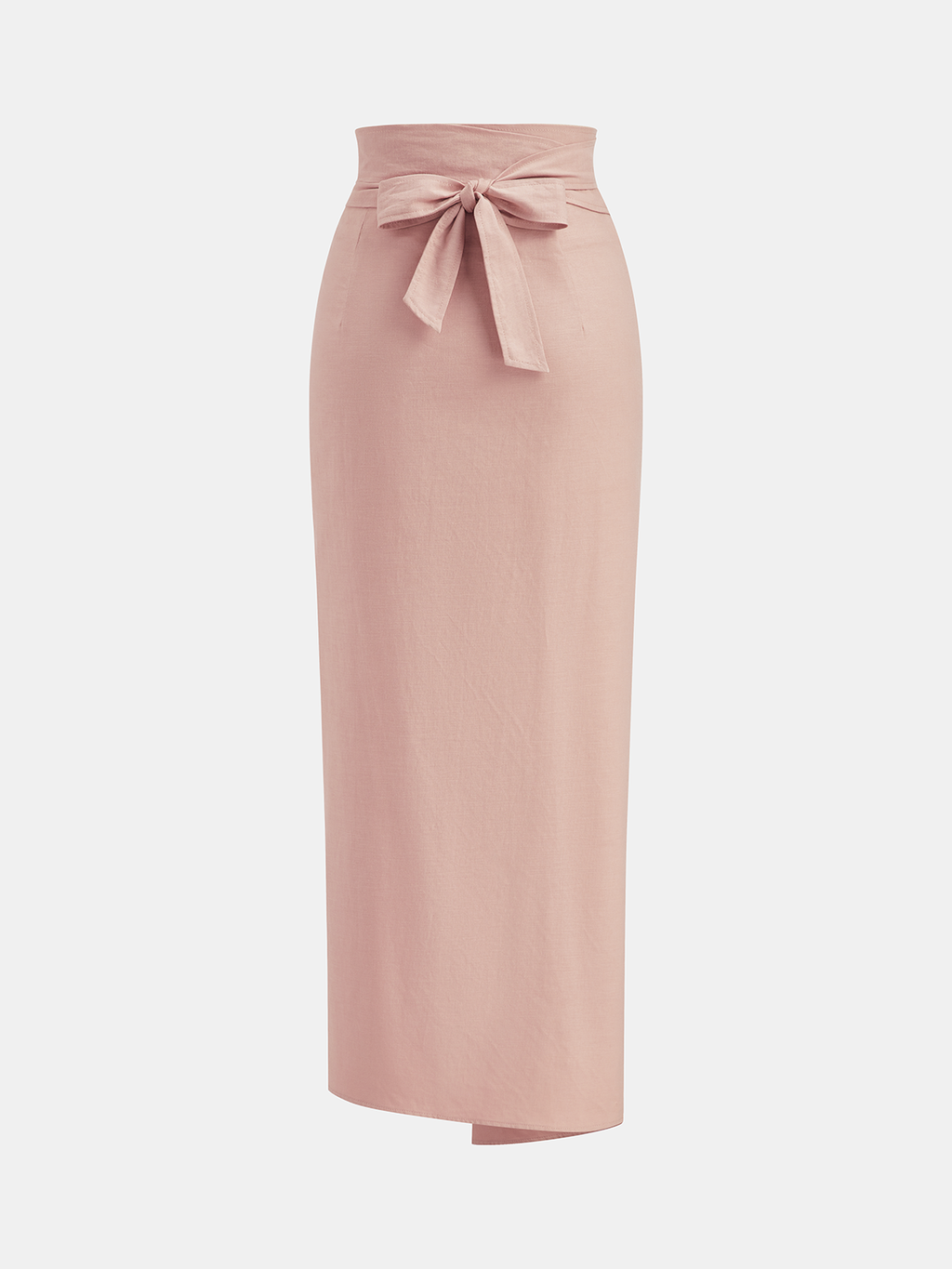 Linen Cotton Bow Detail Maxi Skirt