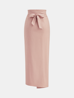 Linen Cotton Bow Detail Maxi Skirt