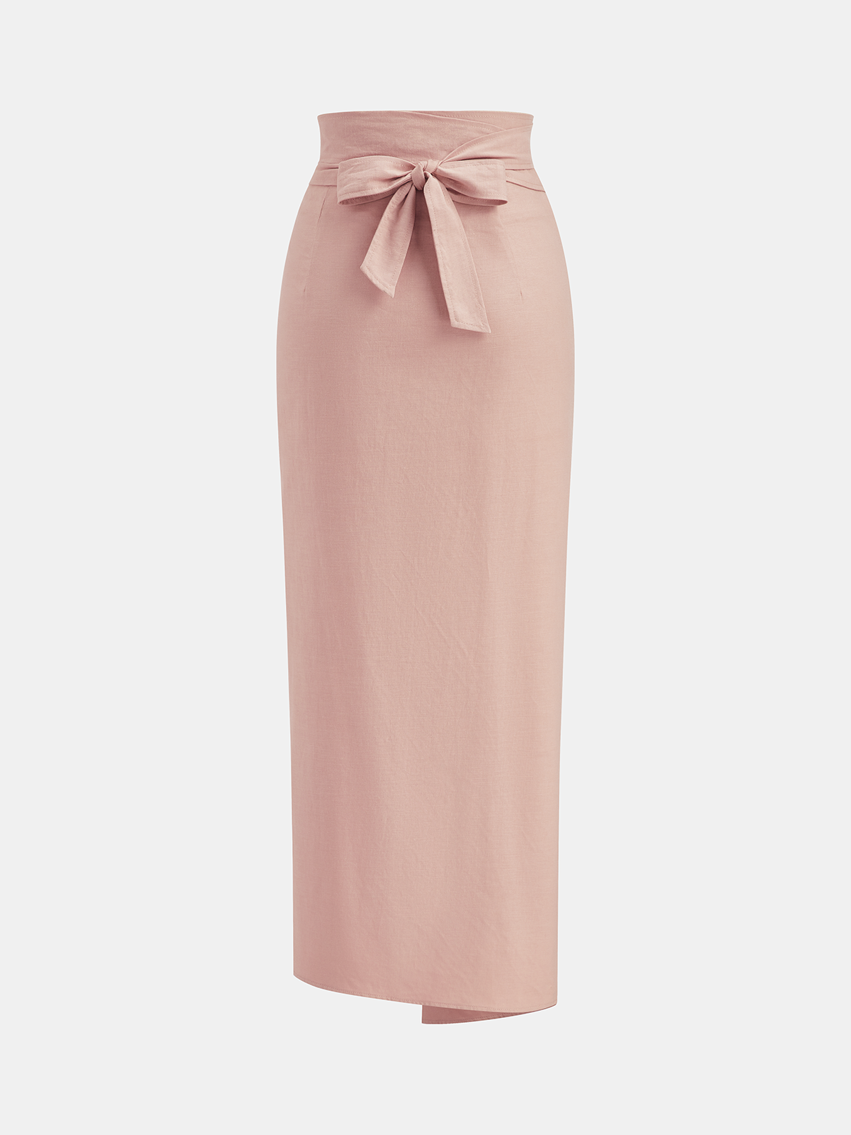 Linen Cotton Bow Detail Maxi Skirt