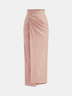 Linen Cotton Bow Detail Maxi Skirt