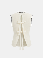 Bow Detail Waffle Knit Sleeveless Top